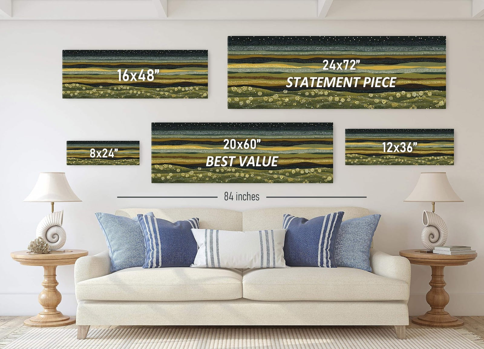 Canvas wall art in interior setting.