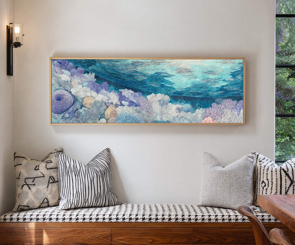 Canvas wall art in interior setting.