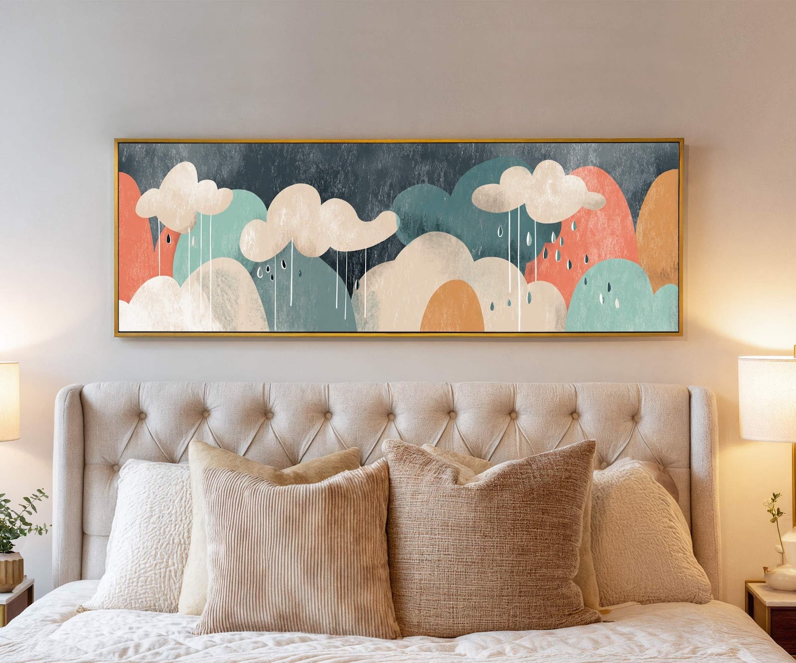 Canvas wall art in interior setting.