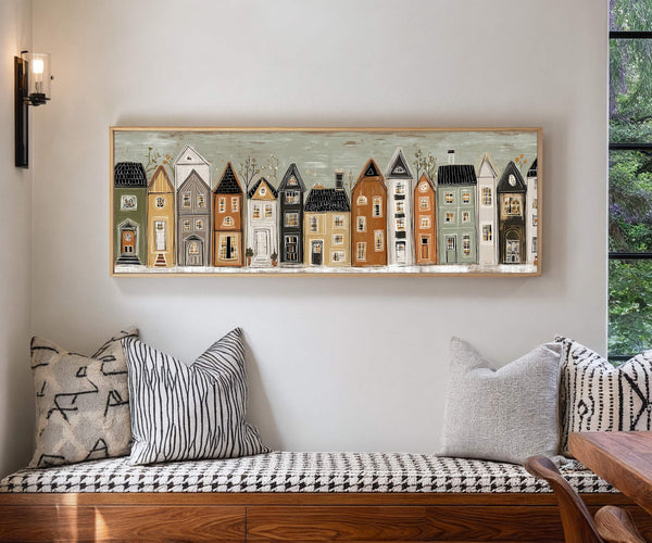 Canvas wall art in interior setting.