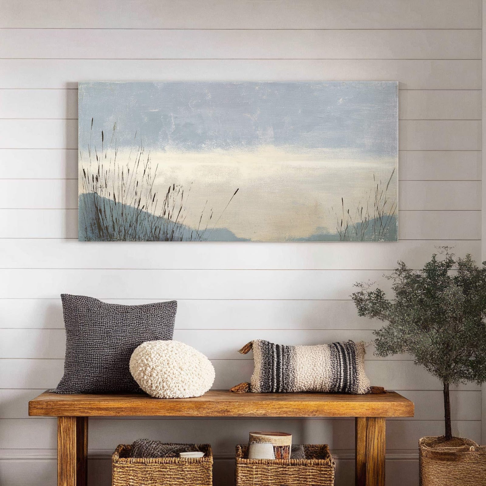 Canvas wall art in interior setting.