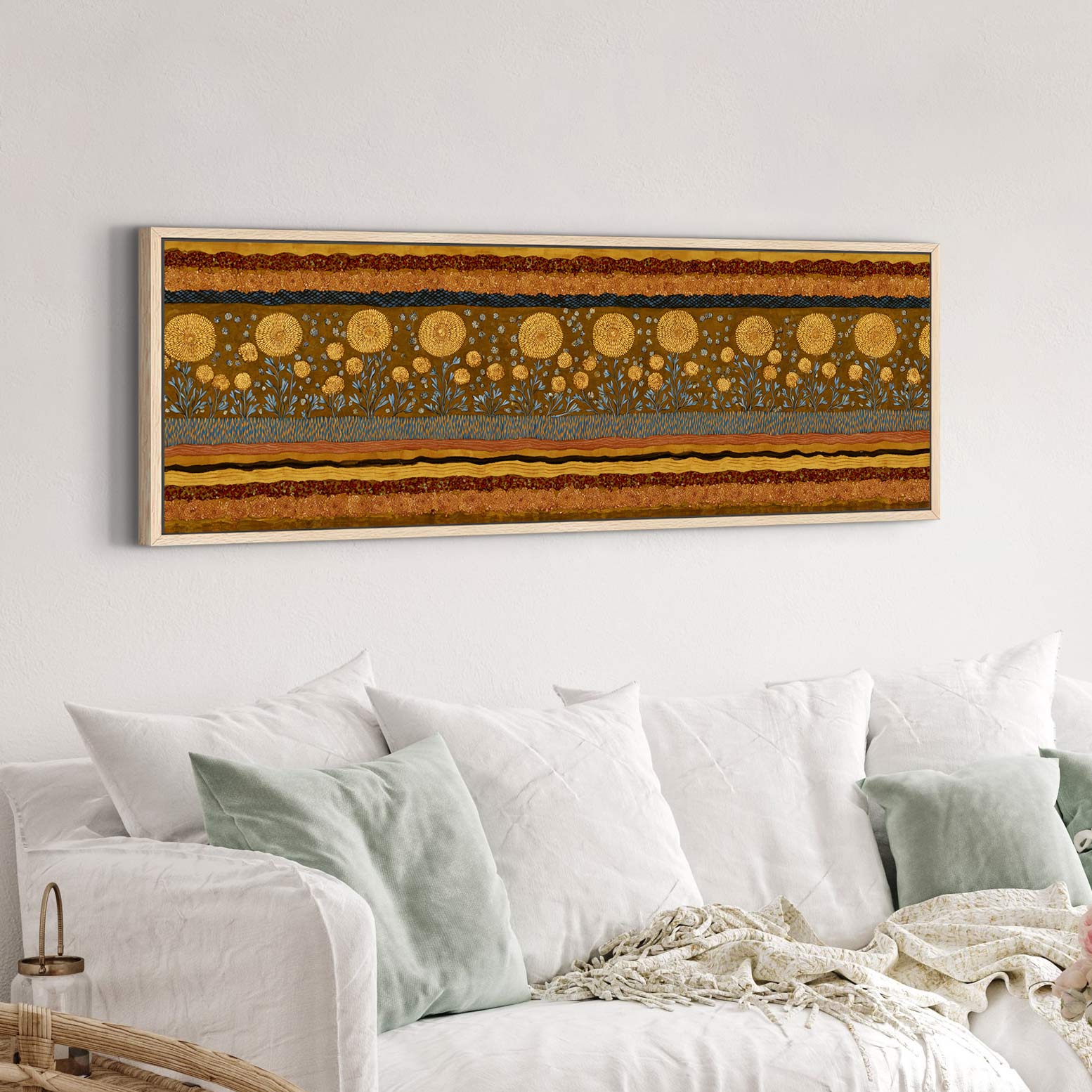 Canvas wall art in interior setting.