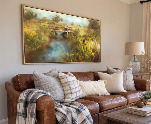 Canvas wall art in interior setting.