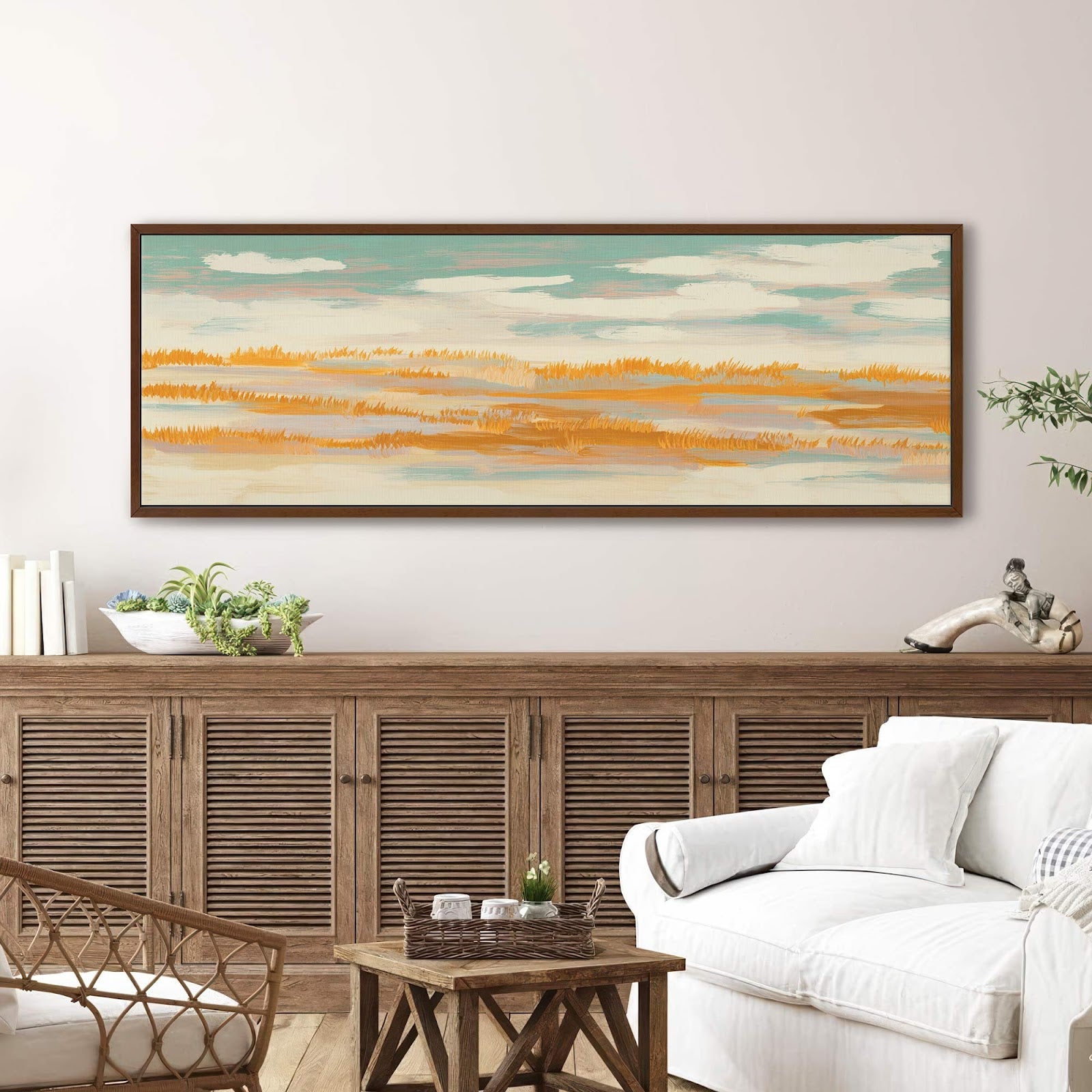 Canvas wall art in interior setting.