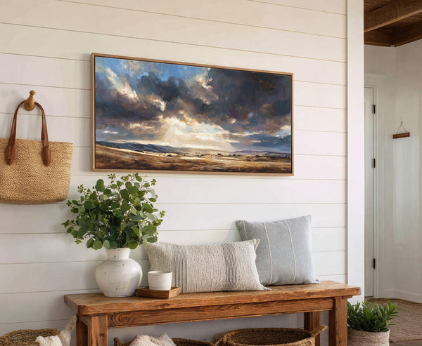 Canvas wall art in interior setting.