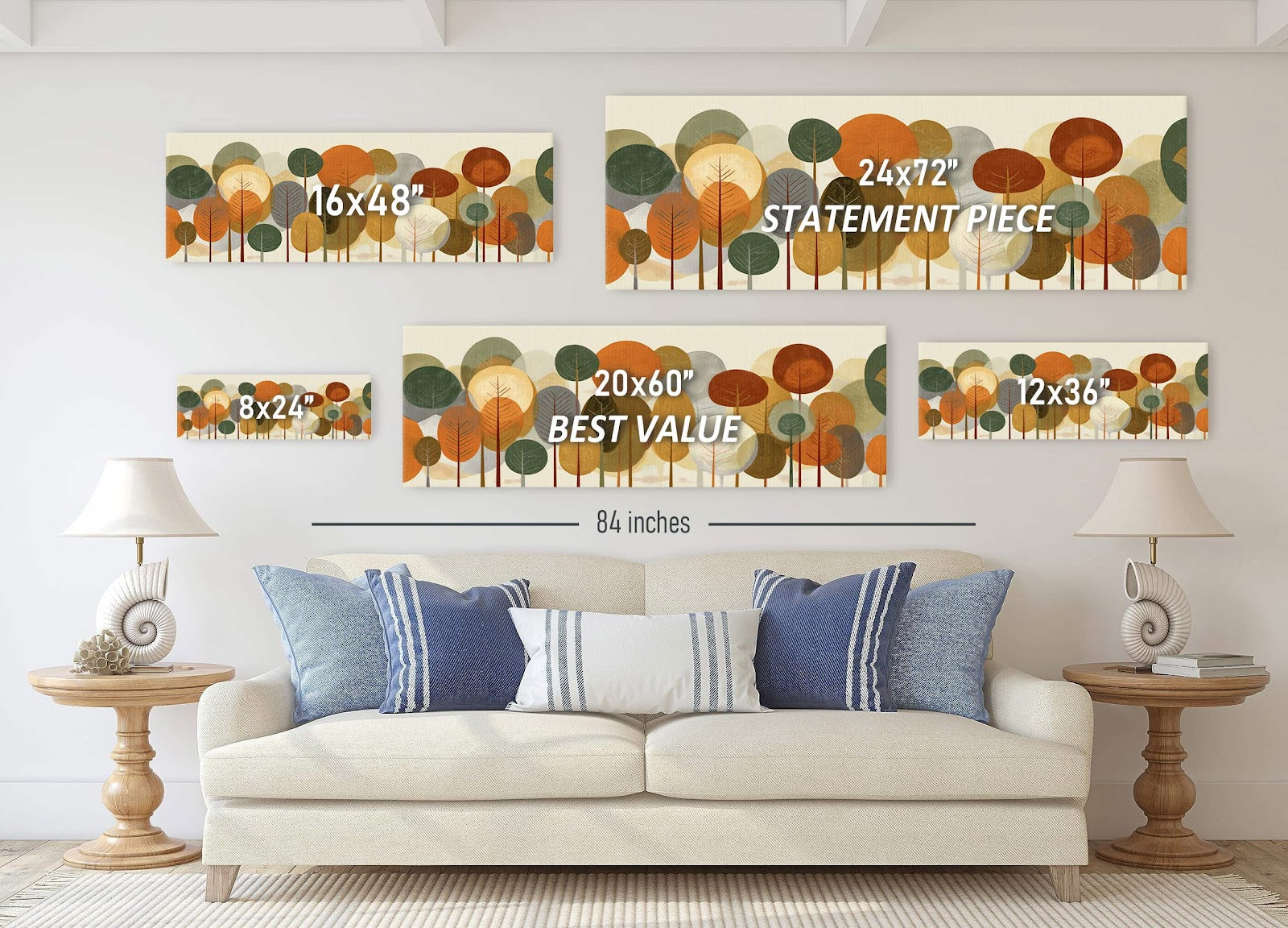Canvas wall art in interior setting.