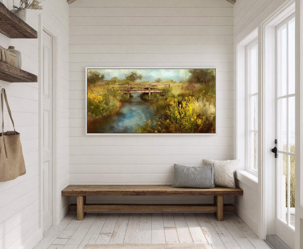 Canvas wall art in interior setting.