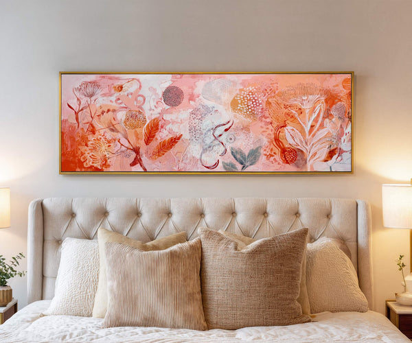 Canvas wall art in interior setting.