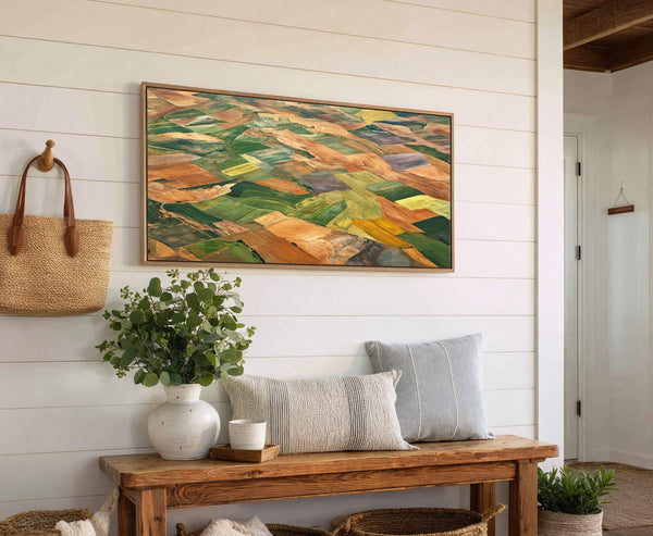 Canvas wall art in interior setting.