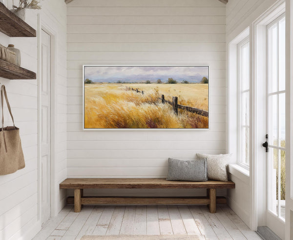 Canvas wall art in interior setting.