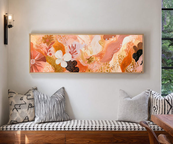 Canvas wall art in interior setting.