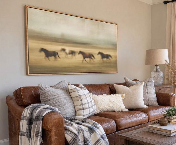 Canvas wall art in interior setting.