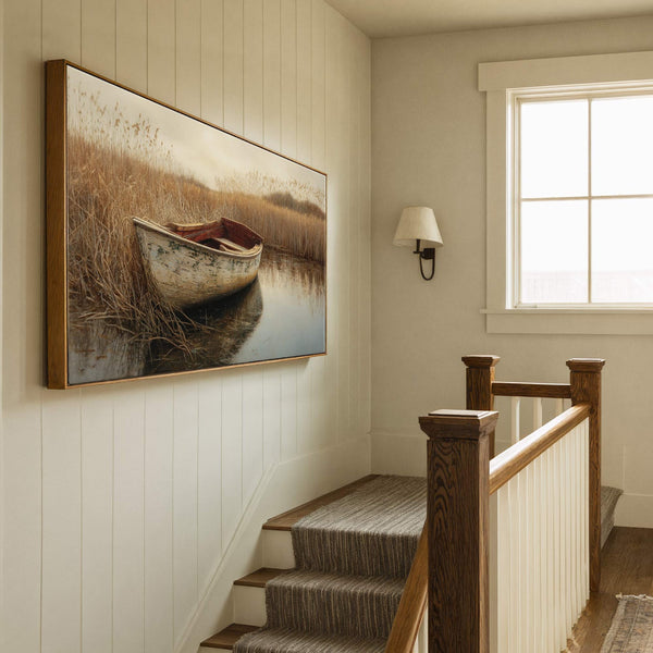 Canvas wall art in interior setting.