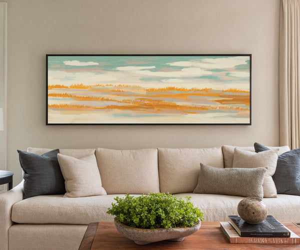 Canvas wall art in interior setting.