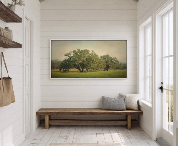 Canvas wall art in interior setting.