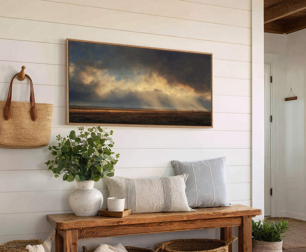 Canvas wall art in interior setting.