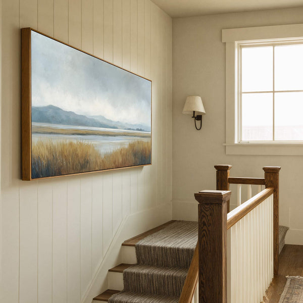 Canvas wall art in interior setting.