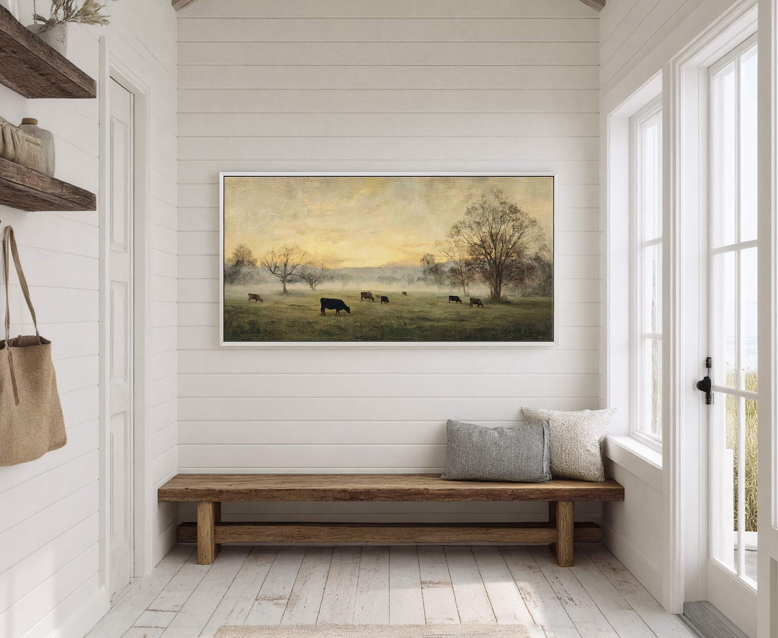 Canvas wall art in interior setting.