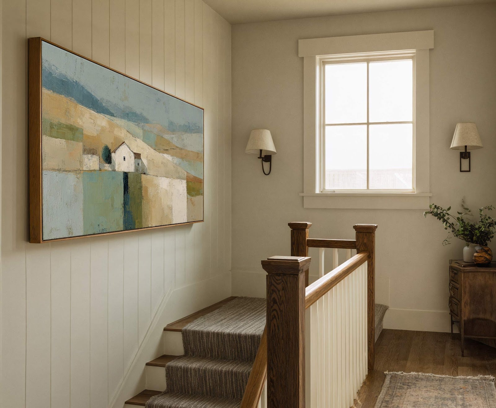 Canvas wall art in interior setting.