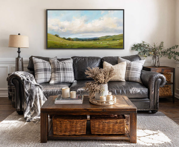 Canvas wall art in interior setting.