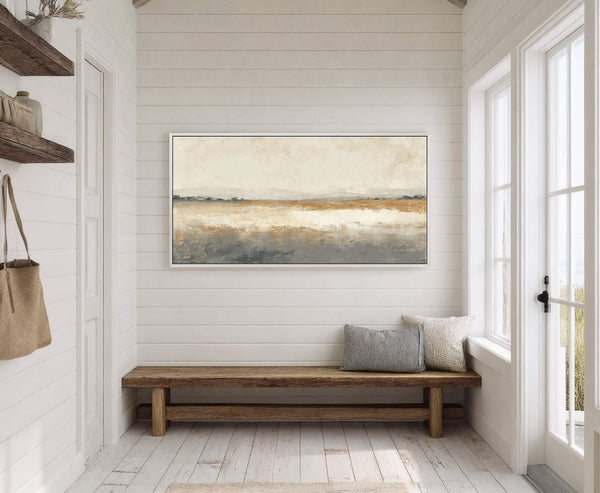 Canvas wall art in interior setting.