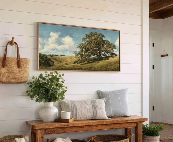 Canvas wall art in interior setting.