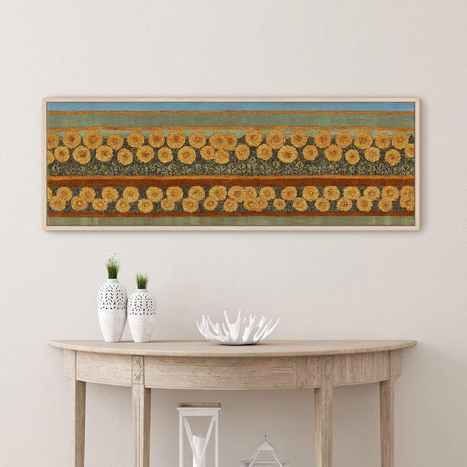 Canvas wall art in interior setting.