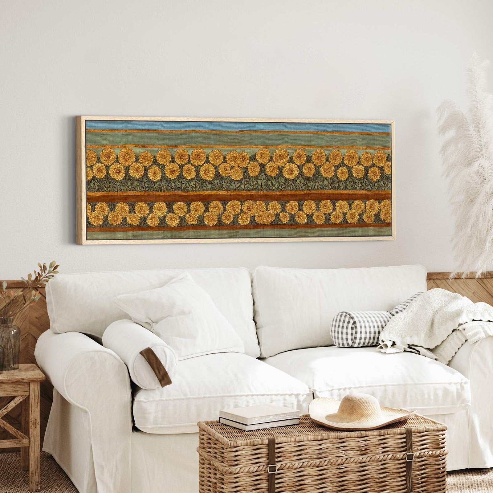 Canvas wall art in interior setting.