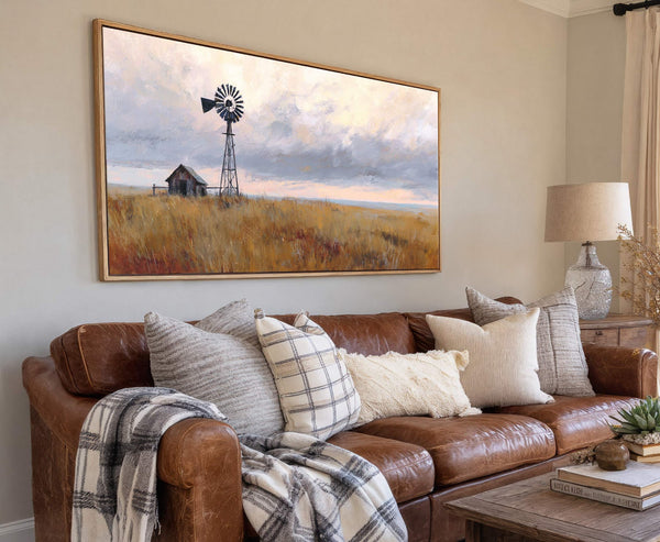 Canvas wall art in interior setting.