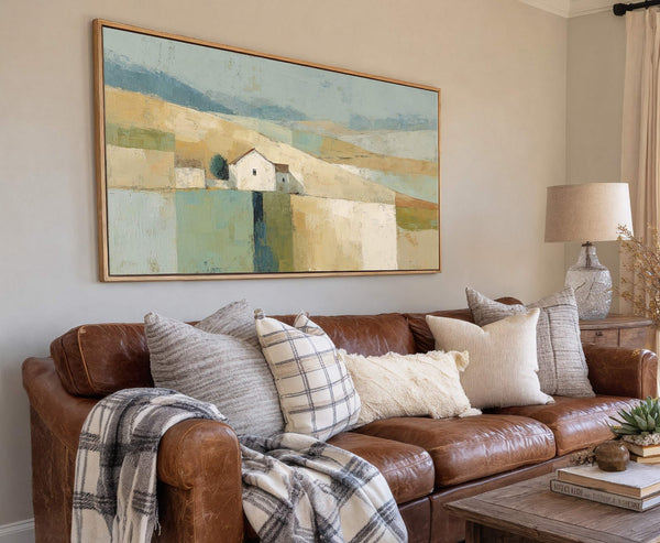 Canvas wall art in interior setting.