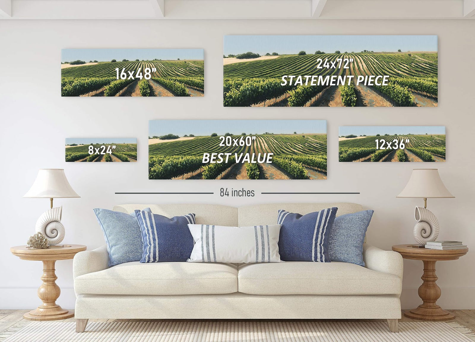 Canvas wall art in interior setting.