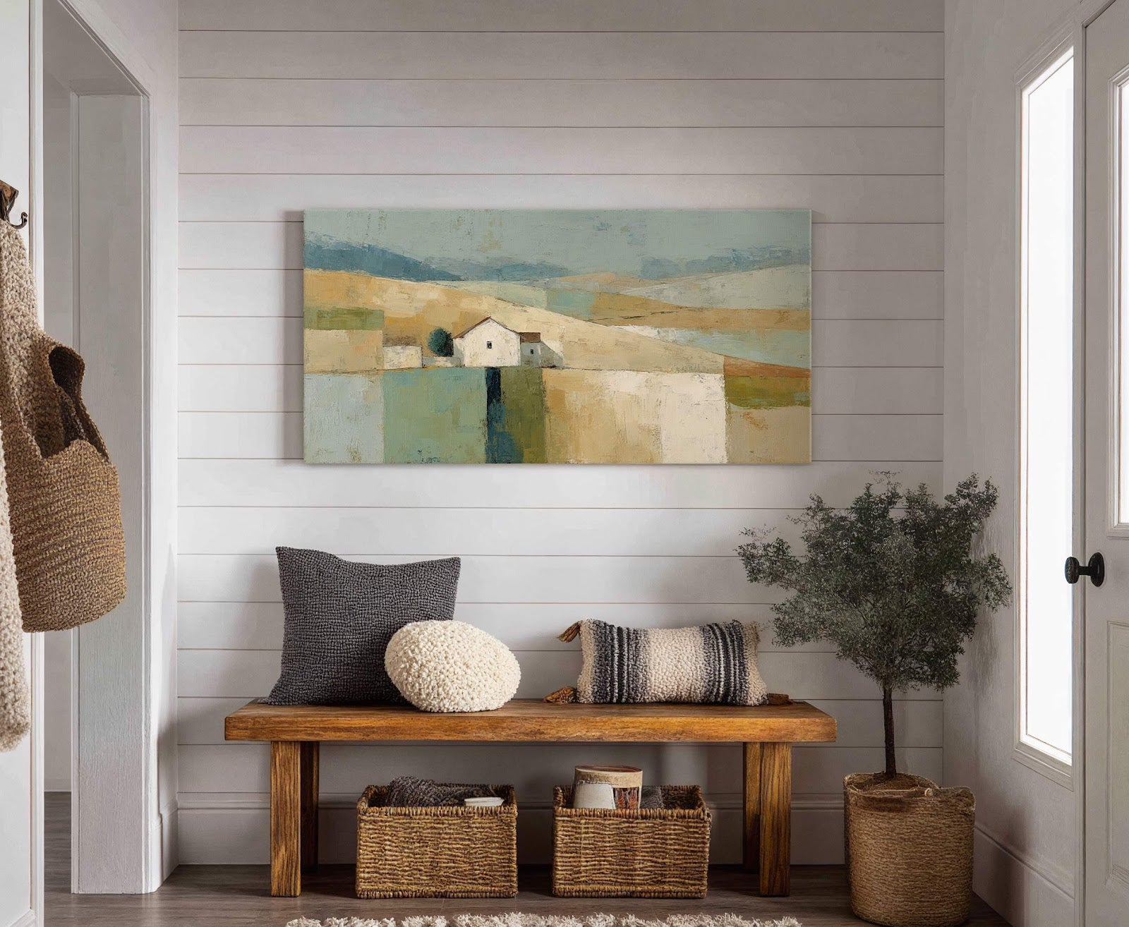 Canvas wall art in interior setting.