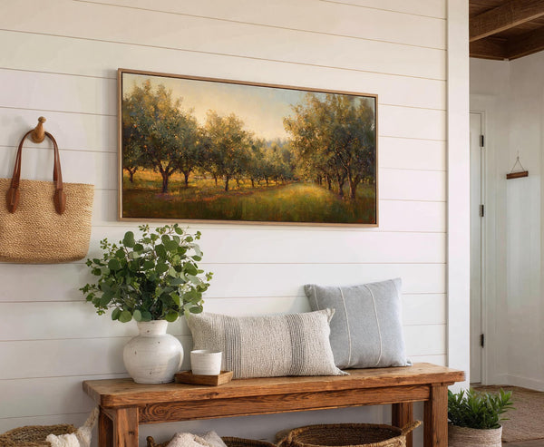 Canvas wall art in interior setting.