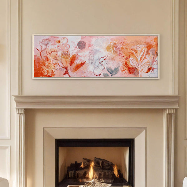 Canvas wall art in interior setting.