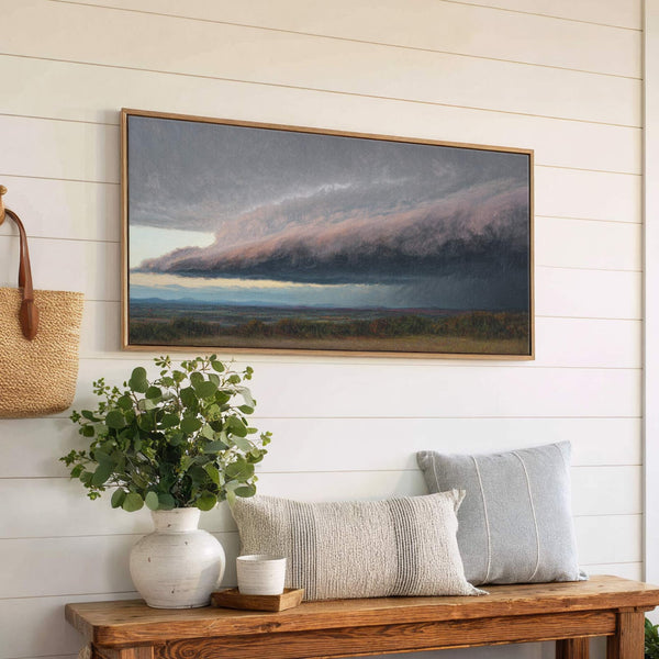 Canvas wall art in interior setting.