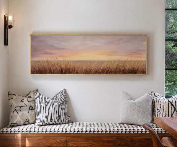 Canvas wall art in interior setting.