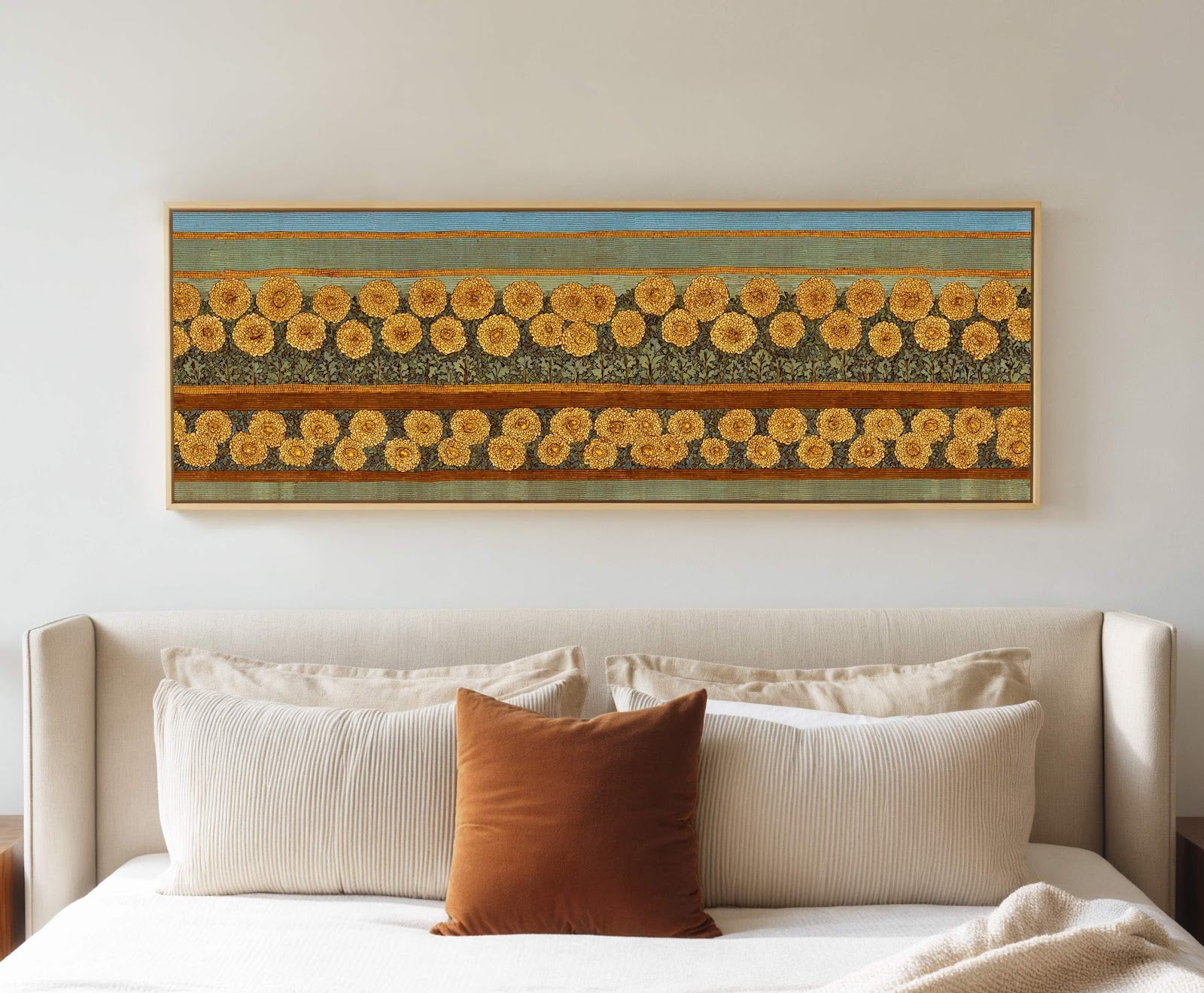 Canvas wall art in interior setting.