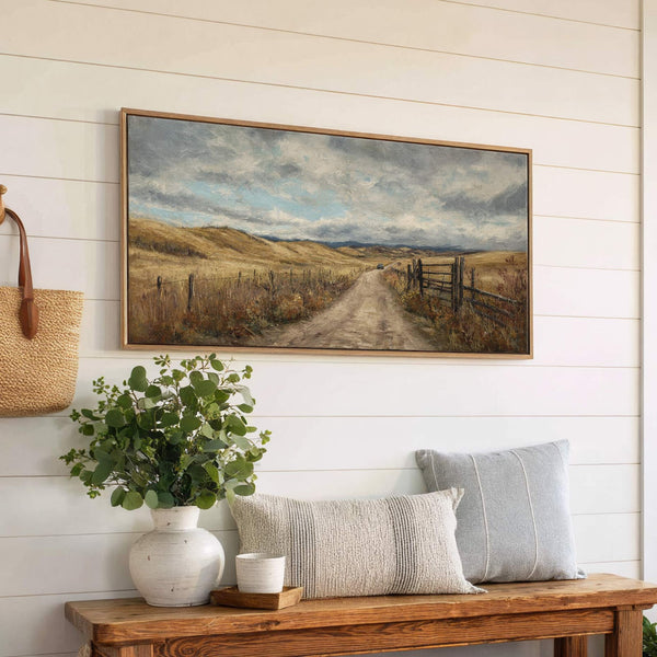 Canvas wall art in interior setting.