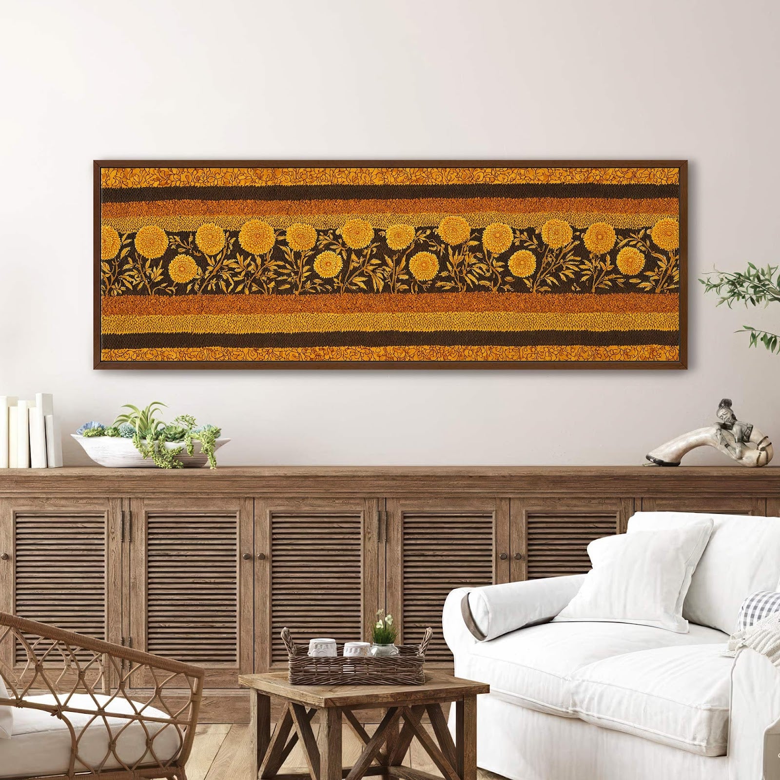 Canvas wall art in interior setting.
