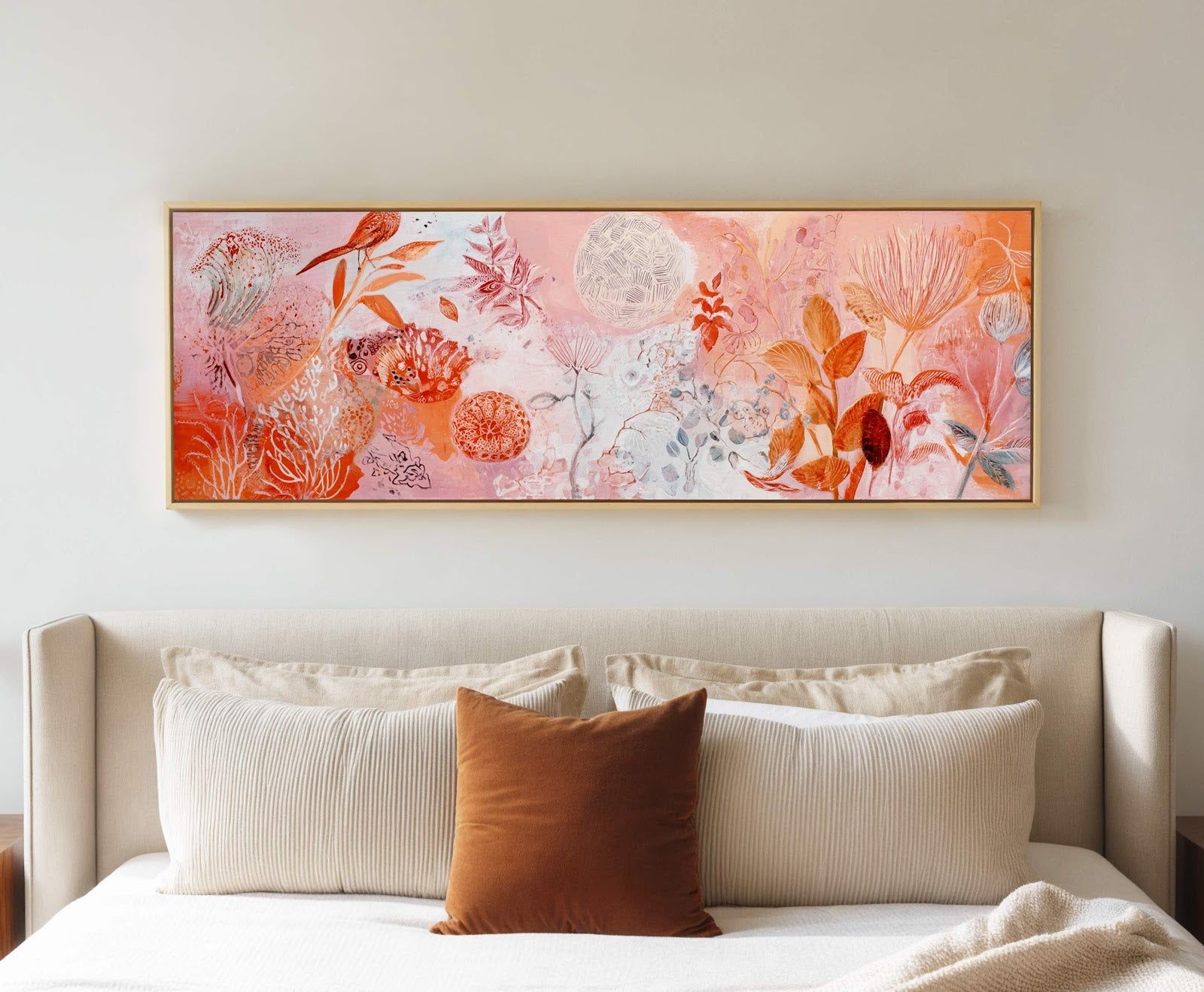 Canvas wall art in interior setting.