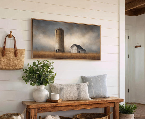 Canvas wall art in interior setting.