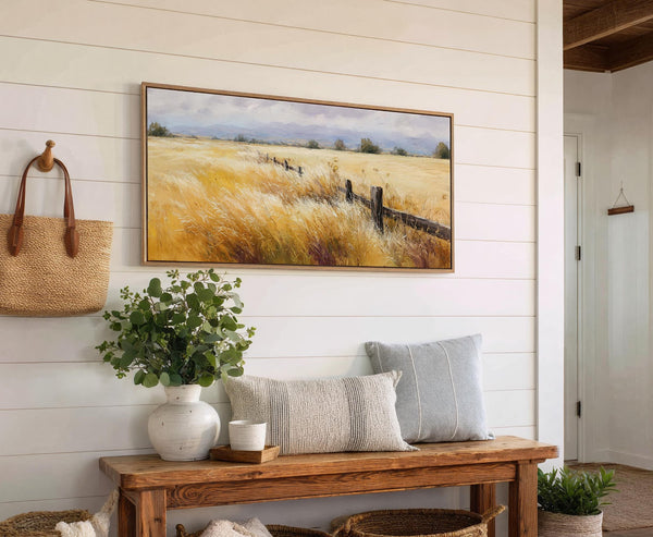 Canvas wall art in interior setting.