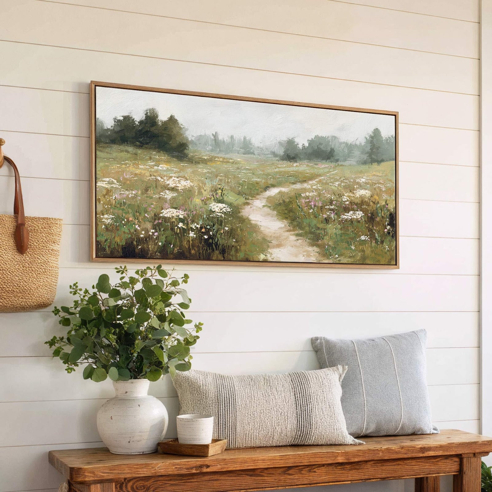 Canvas wall art in interior setting.