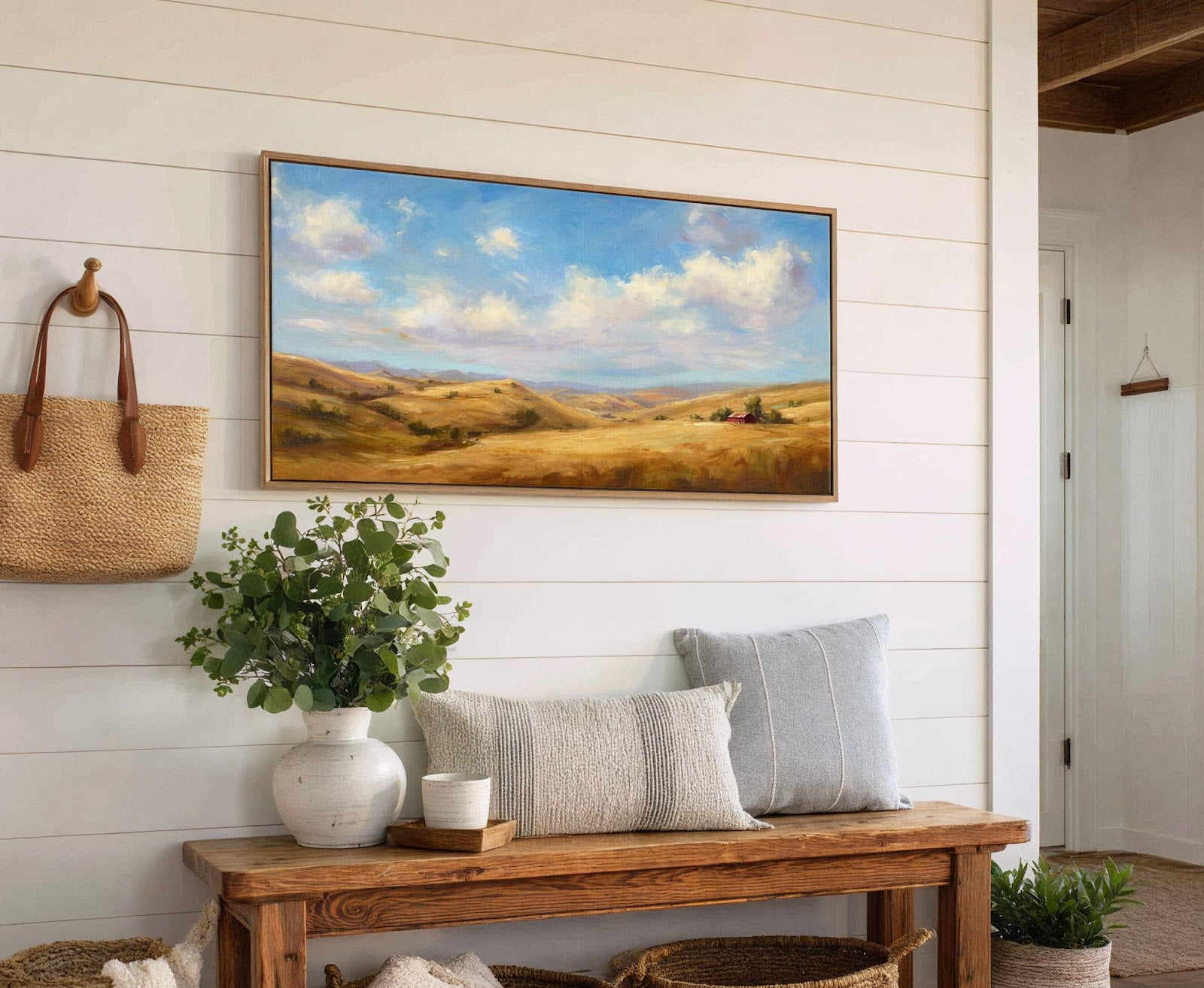 Canvas wall art in interior setting.