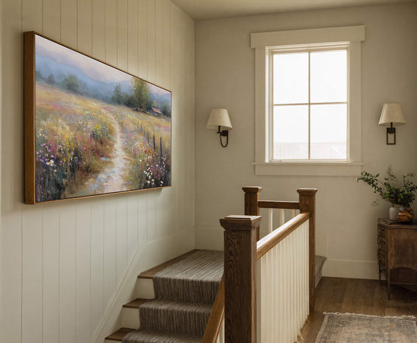 Canvas wall art in interior setting.