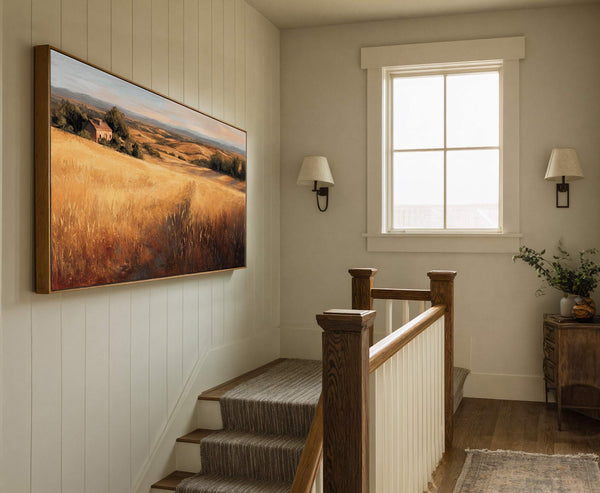 Canvas wall art in interior setting.