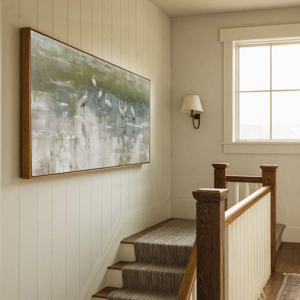 Canvas wall art in interior setting.