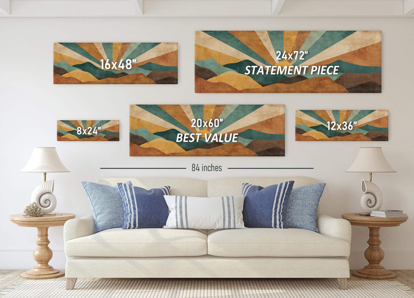Canvas wall art in interior setting.