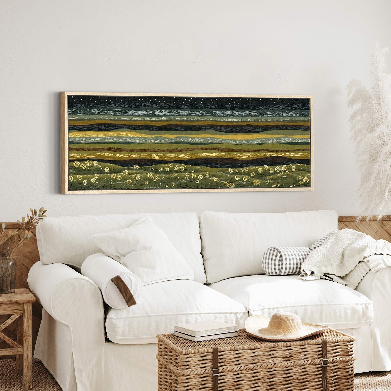 Canvas wall art in interior setting.
