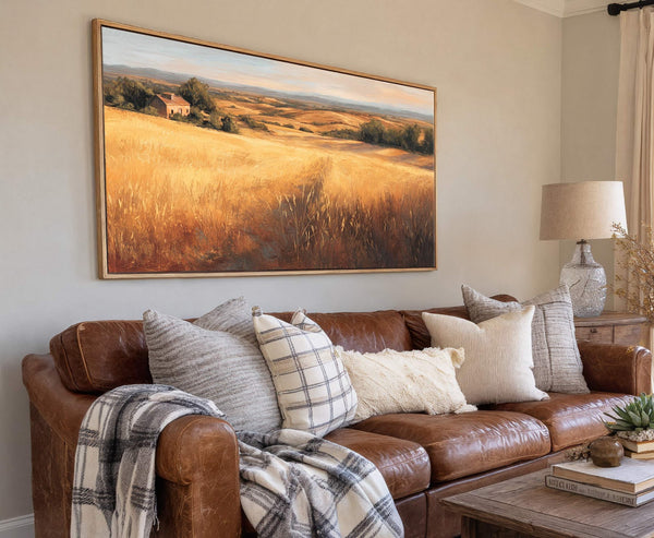 Canvas wall art in interior setting.